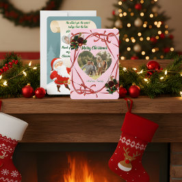 Budget Elegant Red Bow Christmas 3 Photo  Julkort