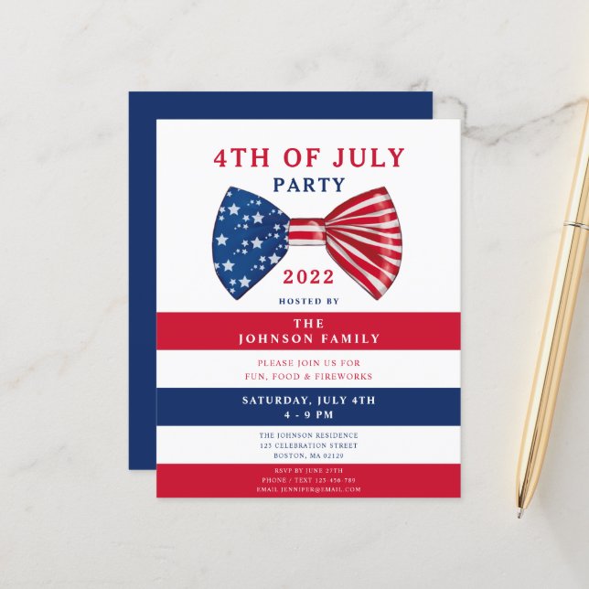 Budget Elegant Röd Vit Blå 4:e Juli (Fram/Back In Situ)