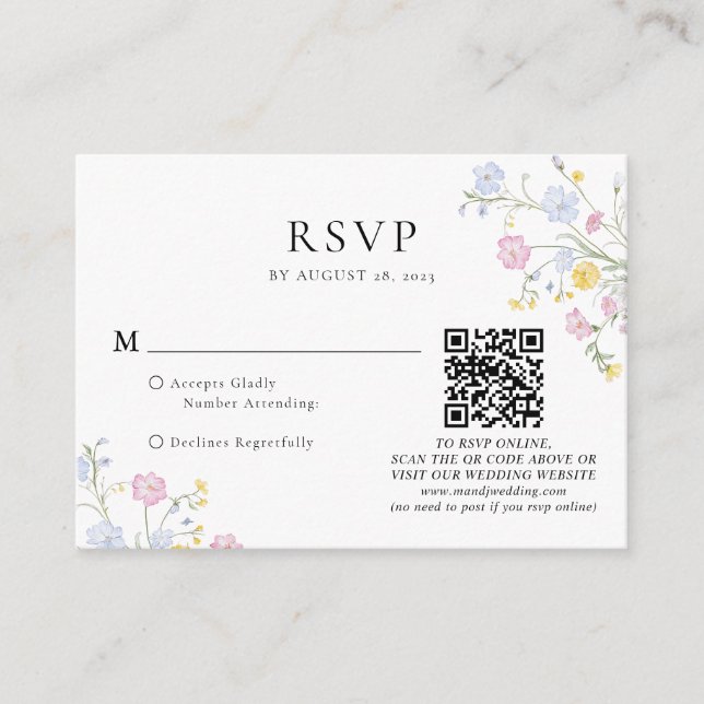 Budget Elegant Rokoko Blommig Vapen Bröllops QR-ko Tilläggskort (Framsida)