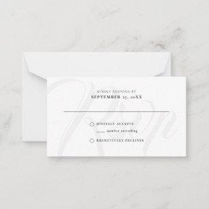 BUDGET Elegant Rustic Push Script OSA Bröllop Anteckningskort