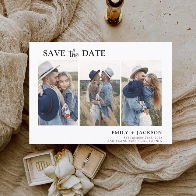 Budget Elegant Save the Date 3 Foto  Flygblad (Skapare uppladdad)