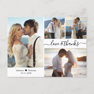 Budget Elegant Script Collage Bröllop Tack Vykort