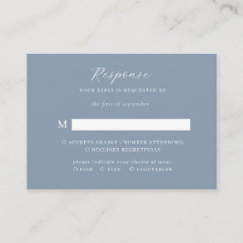 BUDGET Elegant Script Dammig blå bröllop RSVP Tilläggskort