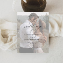 Budget Elegant Skrift Foto Bröllop Spara Datum