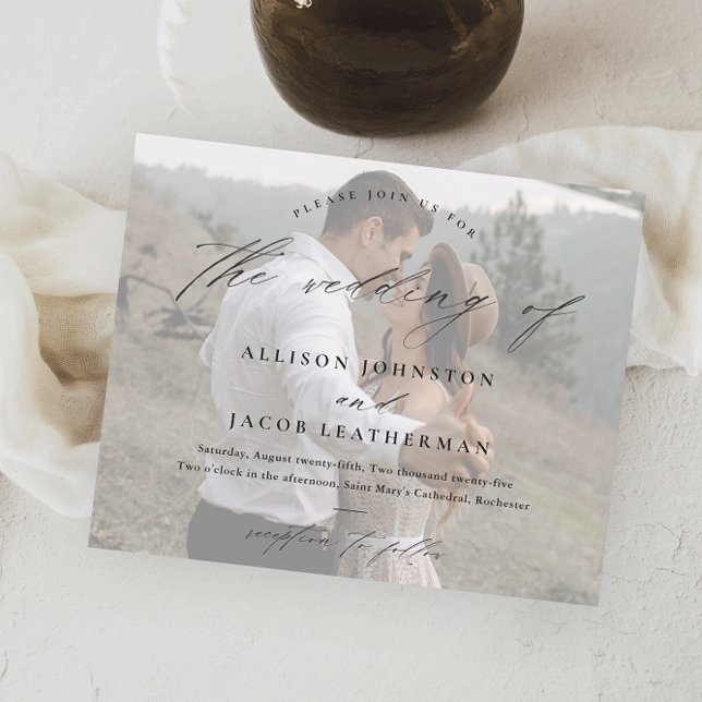 Budget Elegant Skript Bröllopsinbjudan Foto (Skapare uppladdad)