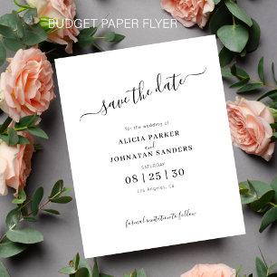 Budget elegant spara datum svart och vitt flygblad
