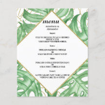 Budget Elegant Tropical BRÖLLOP MENU.