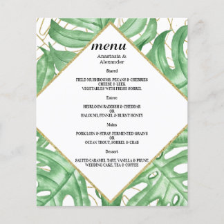 Budget Elegant Tropical BRÖLLOP MENU. Flygblad