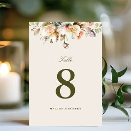 Budget Elegant Vintage Blommig Botanisk Bröllop Bordsnummer