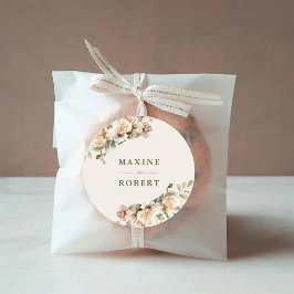 Budget Elegant Vintage Blommig Botanisk Bröllop Runt Klistermärke