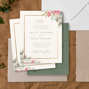 Budget Elegant Watercolor Winter Greenery Bröllop