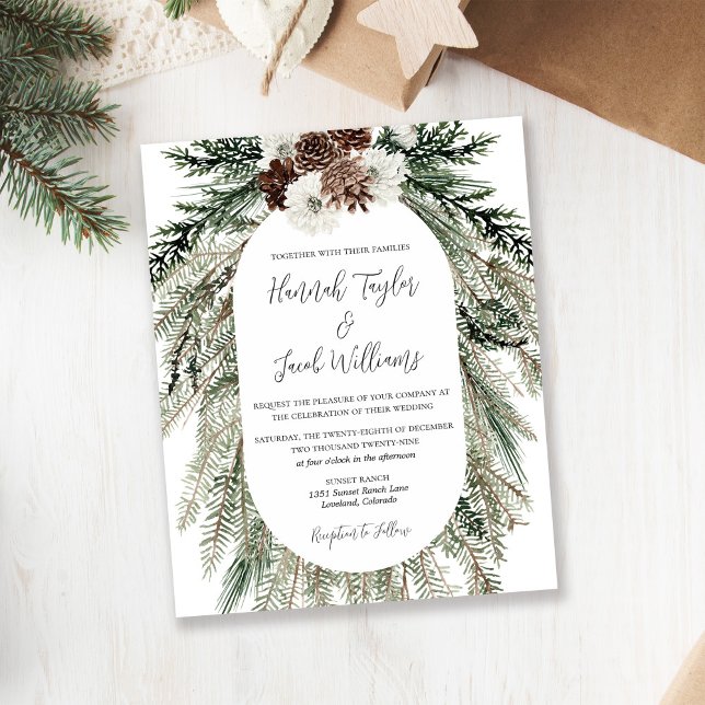 Budget Elegant Winter Gräs Cone Wedding bjudande (Skapare uppladdad)