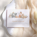 Budget Elegant Woodland Forest Animals Baby Shower<br><div class="desc">Meddela din lilla annons med vår budgetinbjudan till Woodland Forest Animals Baby Shower. Den här härliga utformningen visar en handdragen scen av trädsdjur, inklusive en kanin, en rackoon, ekorre, robin, räv, hjort och fjärilar, som är fastklämda bland lush grey, blommor och charmsvampar. Typografin mellan vintage och stil lyder: "Ett sött...</div>