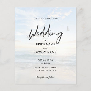 Budget Eleganta Foto Strand Bröllopsinbjudningar Flygblad