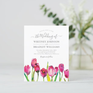 Budget Eleganta Rosa Tulpan Bröllopsinbjudningar