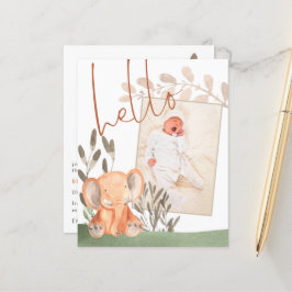 Budget Elephant Baby Photo Birth Notice
