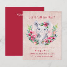 BUDGET Elephant Baby Shower Inbjudan Safari