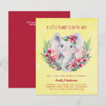 BUDGET Elephant Baby Shower Inbjudan Safari