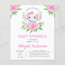 BUDGET Elephant Baby Sprinkle-Blommigt - inbjudan