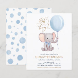 Budget Elephant Balloon Boy Shower-inbjudan