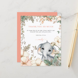 Budget Elephant Blommigt Coral Baby Shower Tack