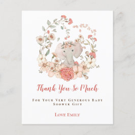 Budget Elephant Blommigt Peach Baby Shower Tack