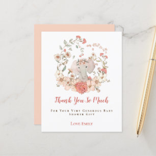 Budget Elephant Blommigt Peach Baby Shower Tack