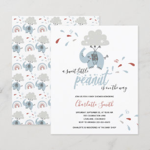 Budget Elephant Blue Boy's Baby Shower-inbjudan