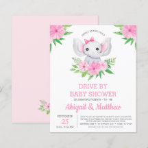 BUDGET Elephant Drive by Baby Shower-inbjudan