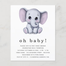 Budget Elephant Gender Neutral Baby Shower Inbjuda
