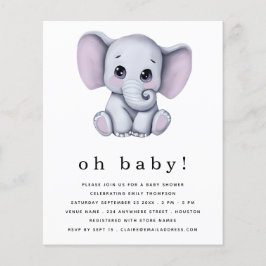 Budget Elephant Gender Neutral Baby Shower Inbjuda