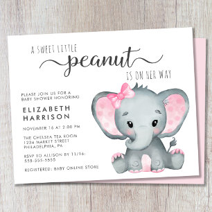 Budget Elephant Girl Baby Shower-inbjudan