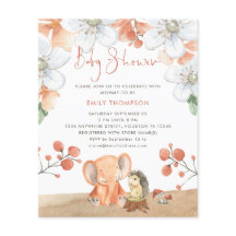 Budget Elephant Hedgehog Blommigts Girl Baby Showe