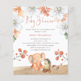 Budget Elephant Hedgehog Blommigts Girl Baby Showe