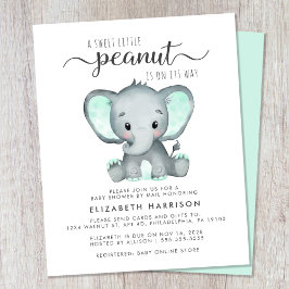 Budget Elephant Mint Baby Shower by Mail Inbjudan