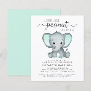 Budget Elephant Mint Drive by Baby Shower Inbjudan