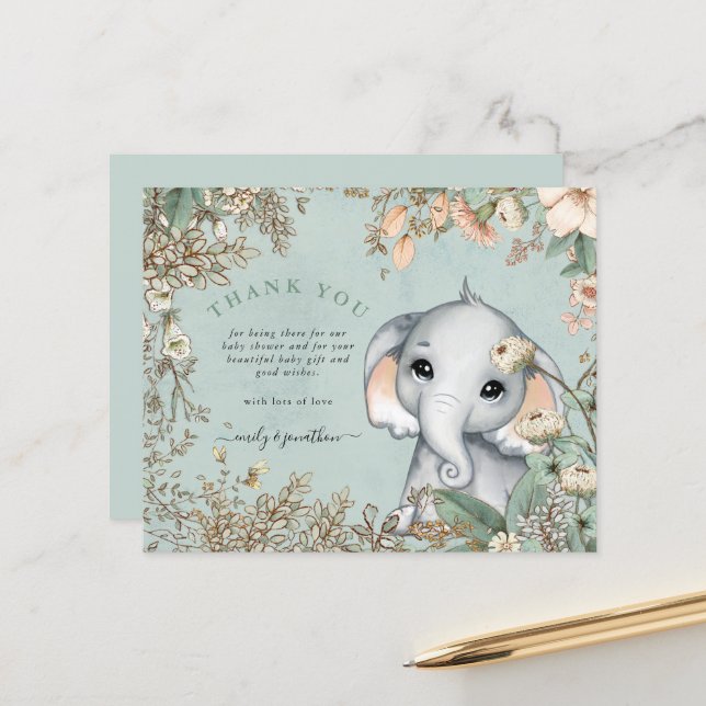 Budget Elephant Powder Blue Baby Shower Tack (Fram/Back In Situ)