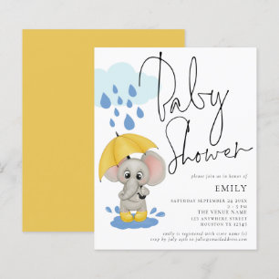 Budget Elephant Rain Baby Shower Inbjudan