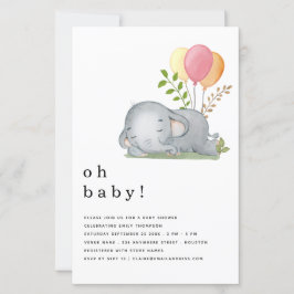 BUDGET Elephant Rosa Girl Baby Shower-inbjudan