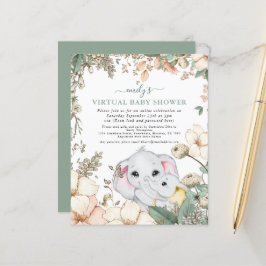 Budget Elephant Sage Virtuell Baby Shower Inbjudan
