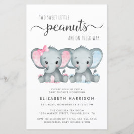 Budget Elephant Twin Boy Baby Shower Inbjudan
