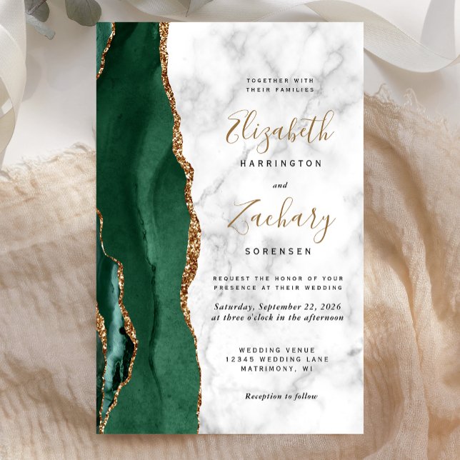 Budget Emerald Green Gold Agate Marble Wedding (Skapare uppladdad)