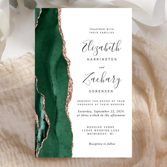 Budget Emerald Green Rose Gold Agate Wedding (Skapare uppladdad)