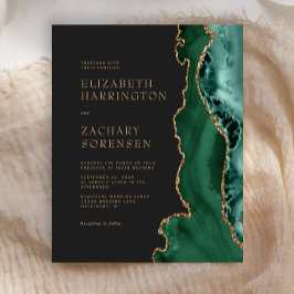 Budget Emerald Grönt Agate Guld bröllopsinbjudan