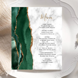 Budget Emerald Grönt Agate Marble Bröllop Menu