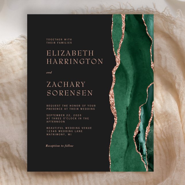 Budget Emerald Grönt Agate Ro Guld Bröllop (Skapare uppladdad)