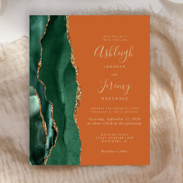 Budget Emerald Grönt Agate Rust bröllopsinbjudan