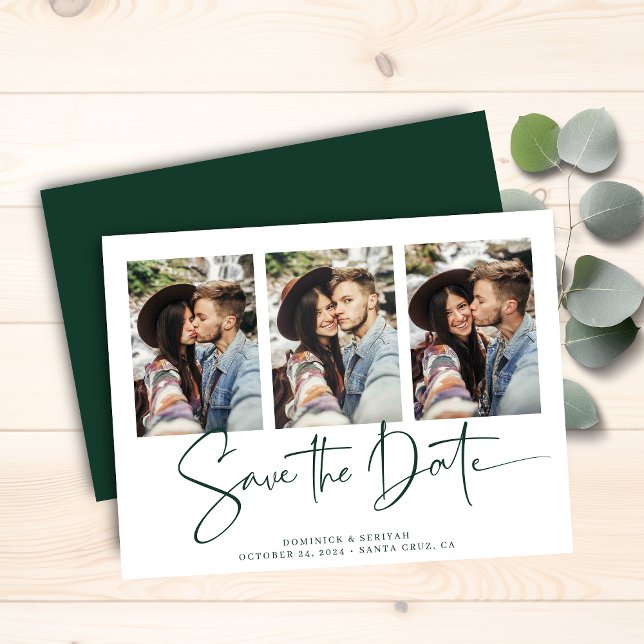 Budget Emerald Grönt Bröllop spara datum (Budget Emerald Green Wedding Save the Date Card)