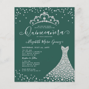 Budget Emerald Grönt Diamond Tiara Quinceanera