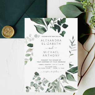Budget Emerald Grönt Eucalyptus bröllopsinbjudan